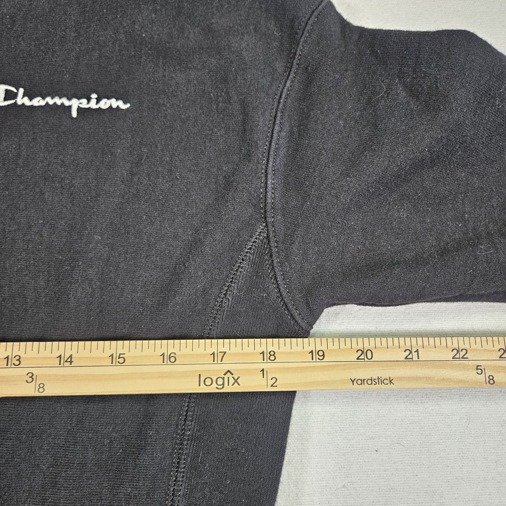 Champion Sweatshirt Mens Small Black‎ Pullover Fleece Logo Reverse Weaver Unisex - Picture 6 of 9